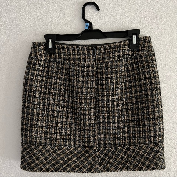 Vintage Tan Kenar Tweed Wool Blend Mini Skirt Size 2 Lined Academia Preppy - Picture 2 of 7